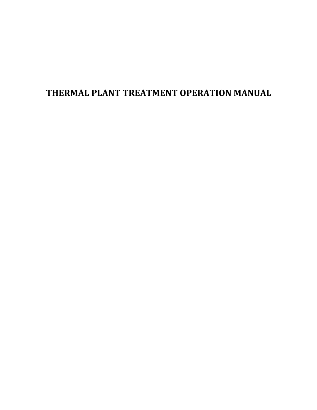 Thermal Plant Treatment Operation Manual