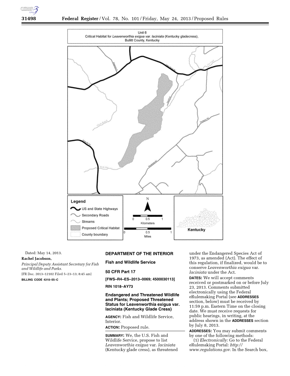 Federal Register/Vol. 78, No. 101/Friday, May 24, 2013/Proposed