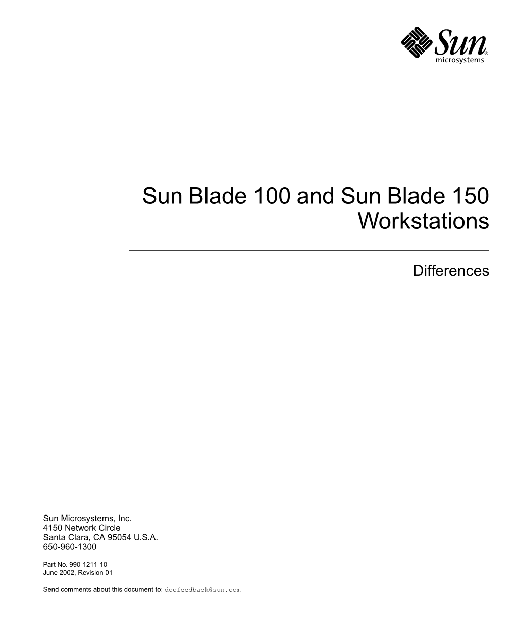 Sun Blade 100 and Sun Blade 150 Workstations