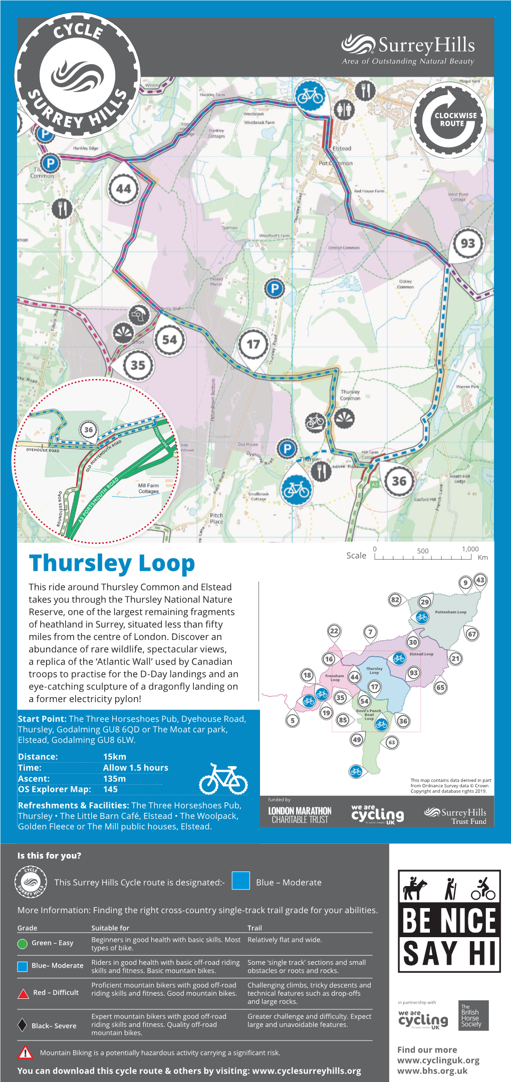 Thursley Loop (Based on Dutch System) Sandy Pubs Frensham Loop Byways Open to All Traﬃc