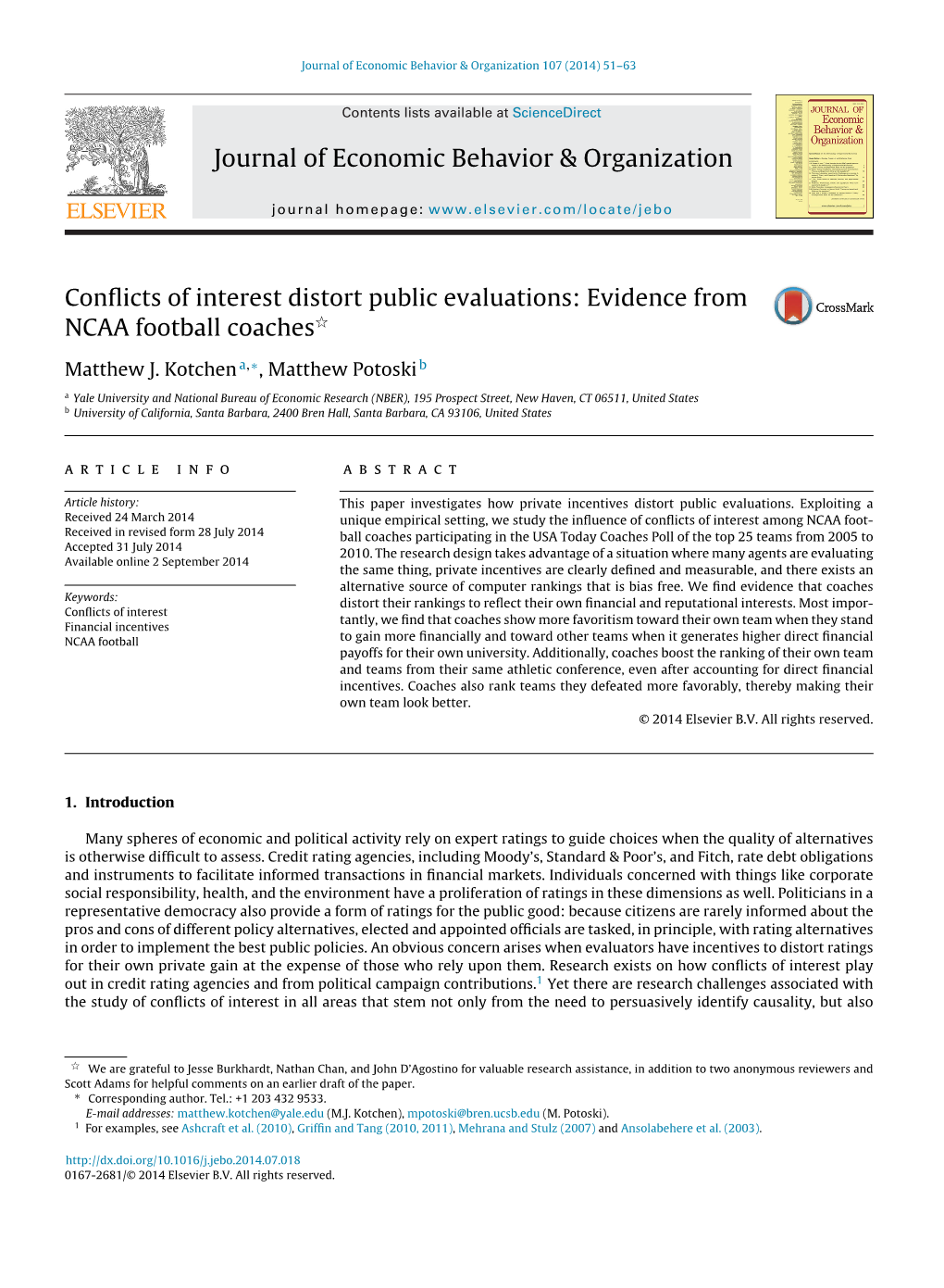 Evidence from NCAA Football Coaches