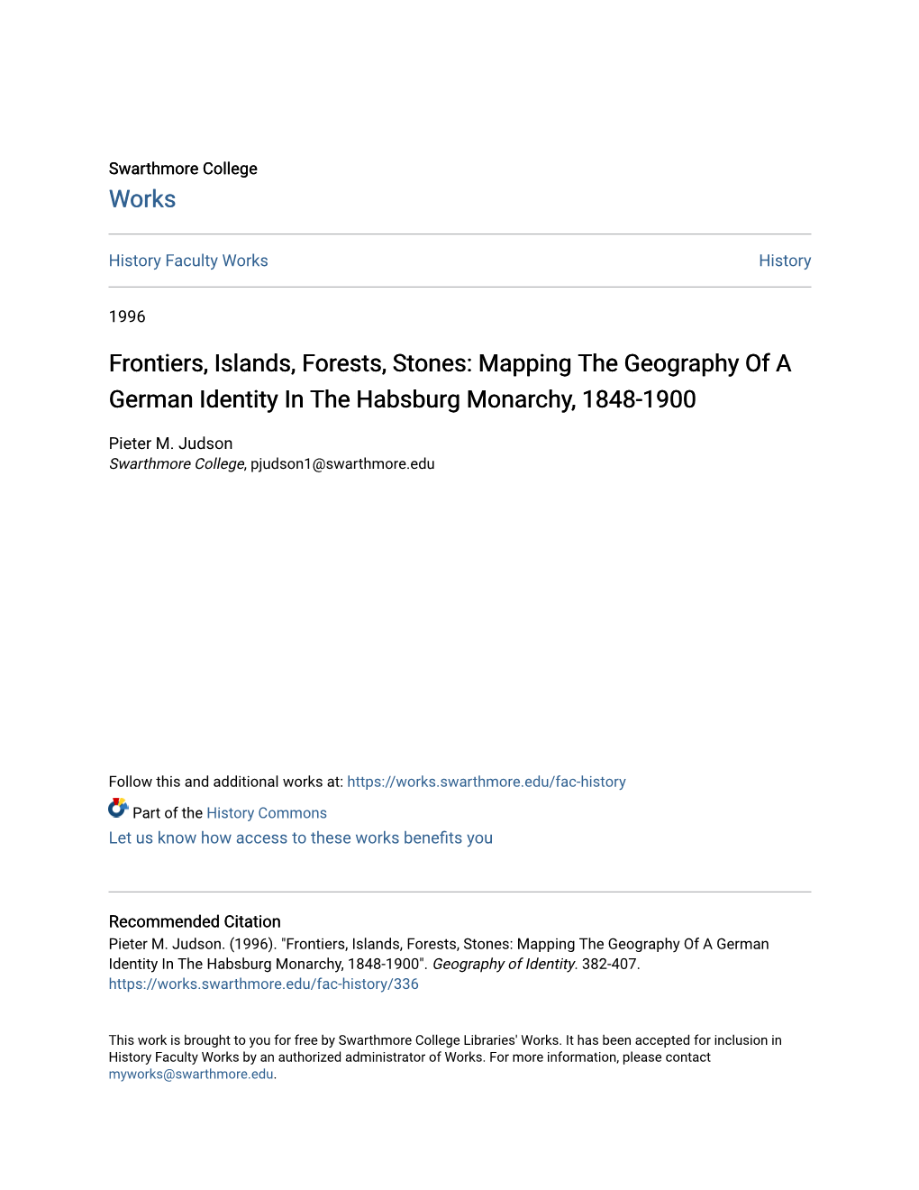 Mapping the Geography of a German Identity in the Habsburg Monarchy, 1848-1900