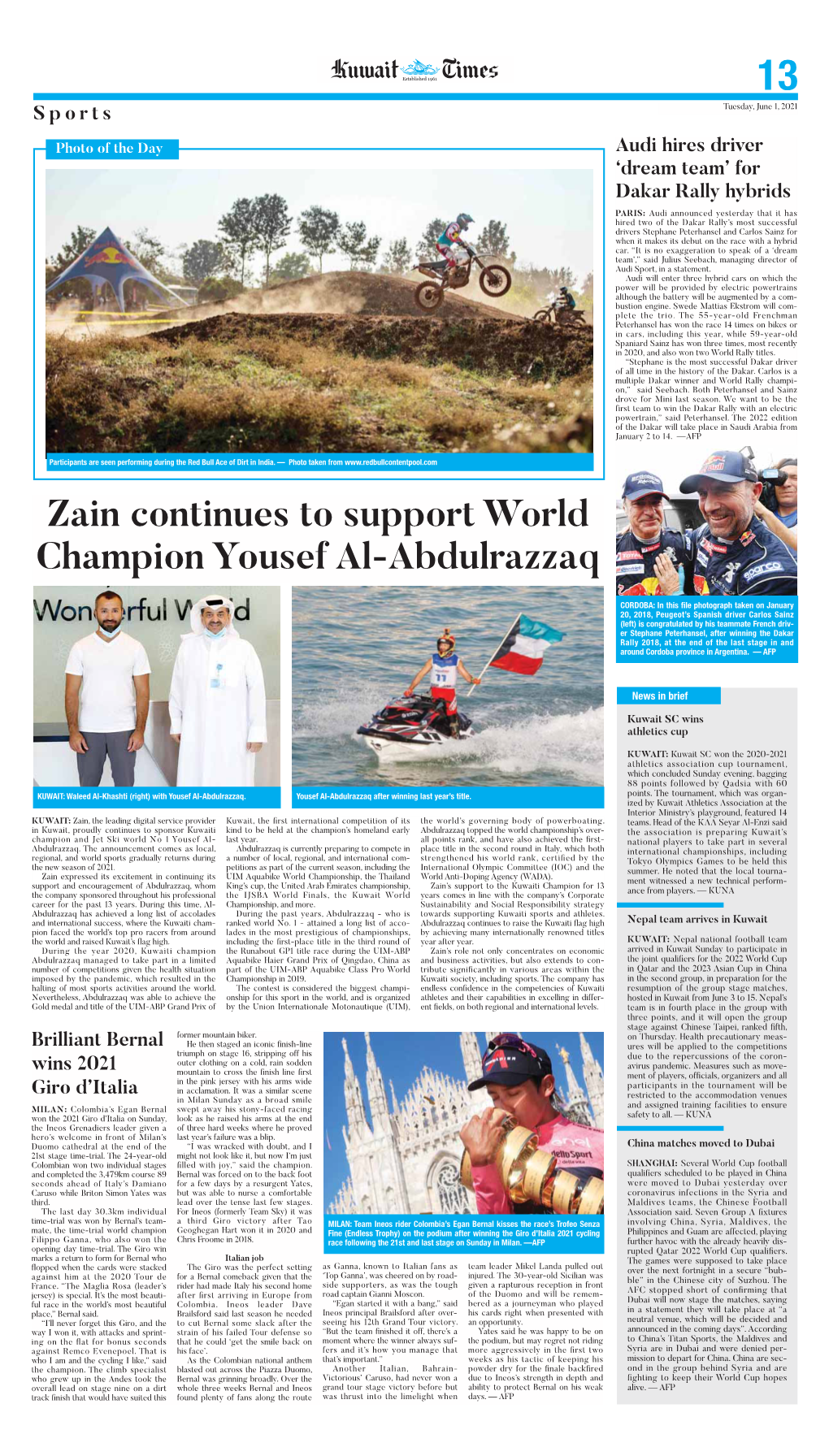 Zain Continues to Support World Champion Yousef Al-Abdulrazzaq