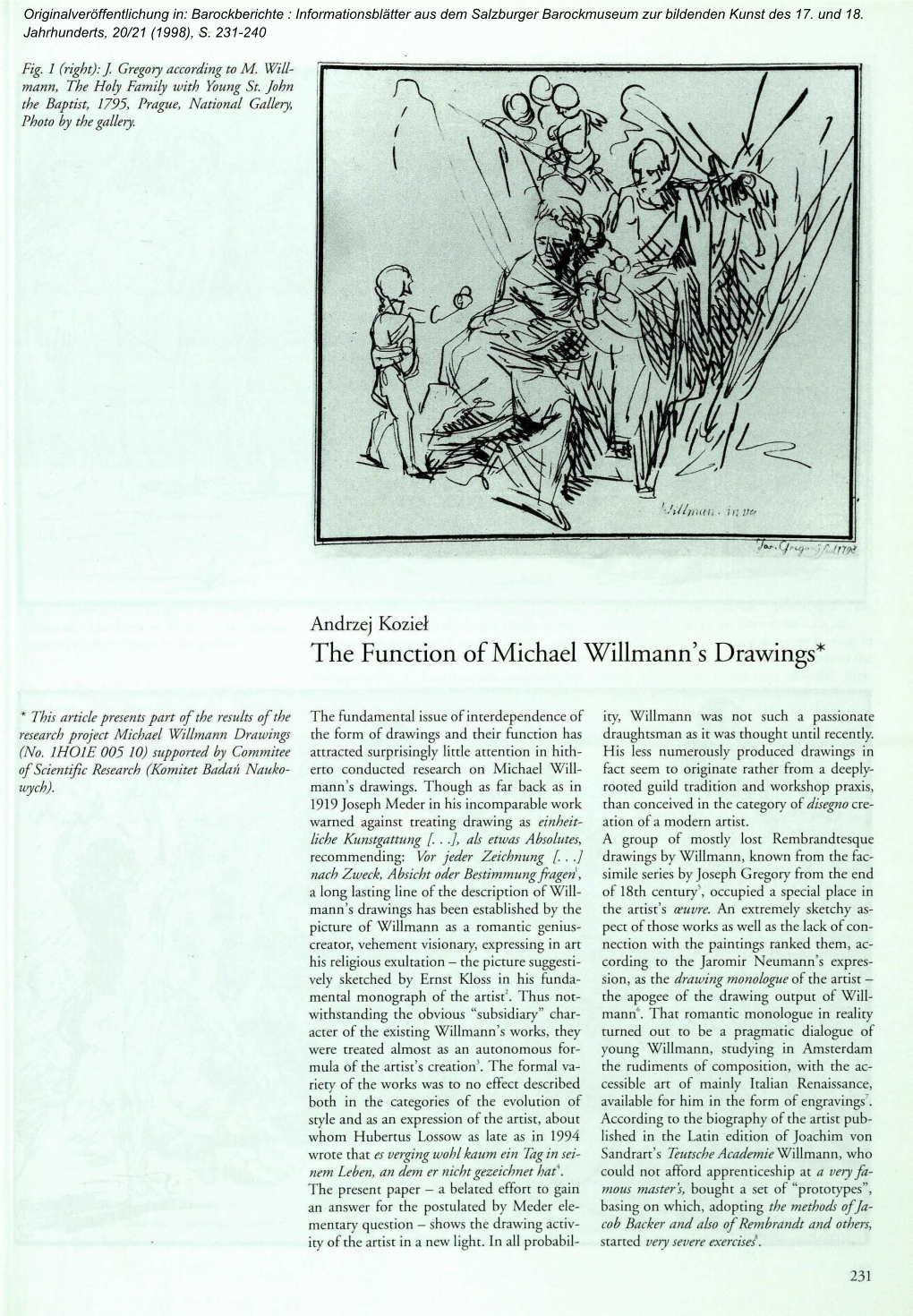 The Function of Michael Willmann's Drawings'1
