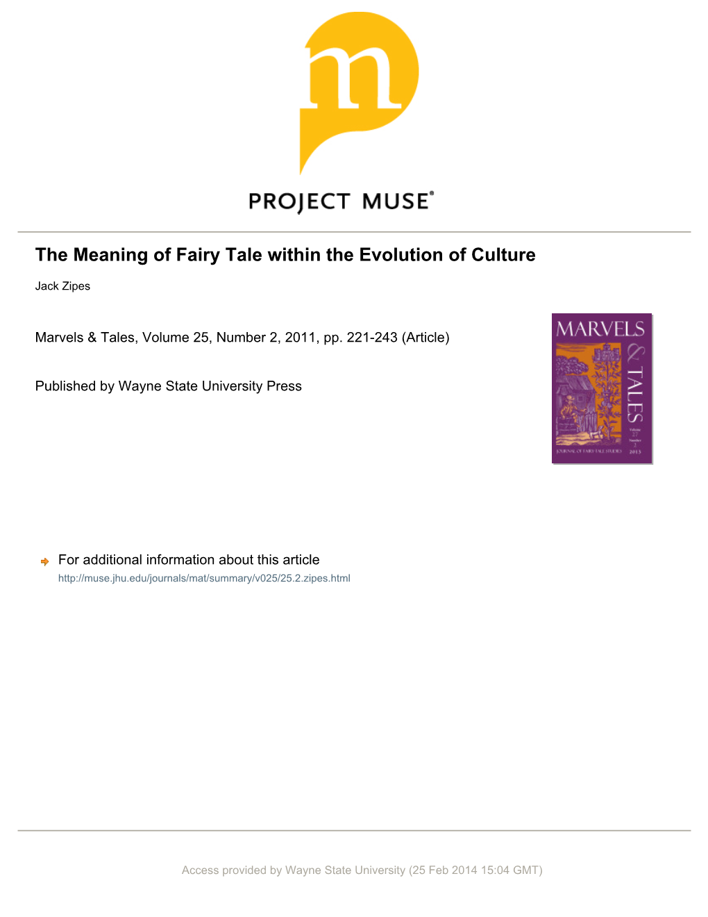 The Meaning of Fairy Tale Within the Evolution of Culture