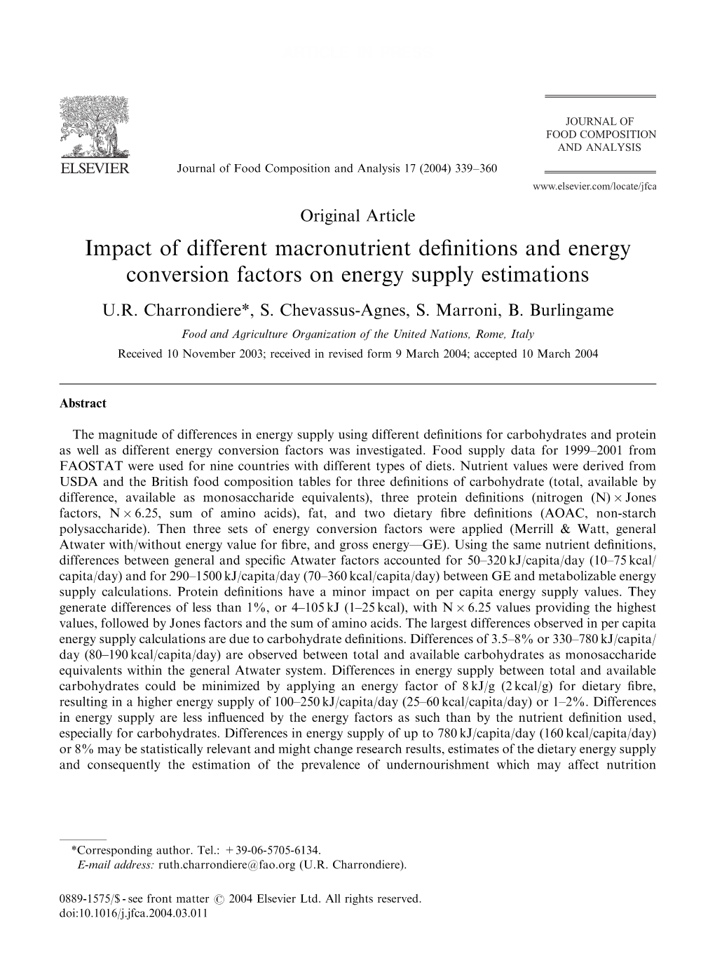 Impact of Different Macronutrient Definitions and Energy Conversion