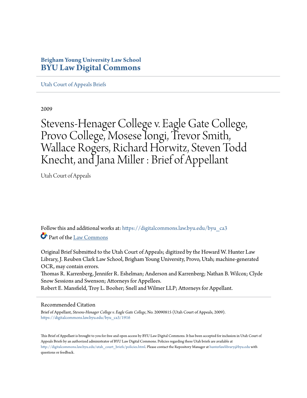 Stevens-Henager College V. Eagle Gate