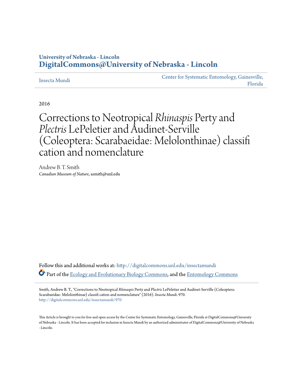 Corrections to Neotropical