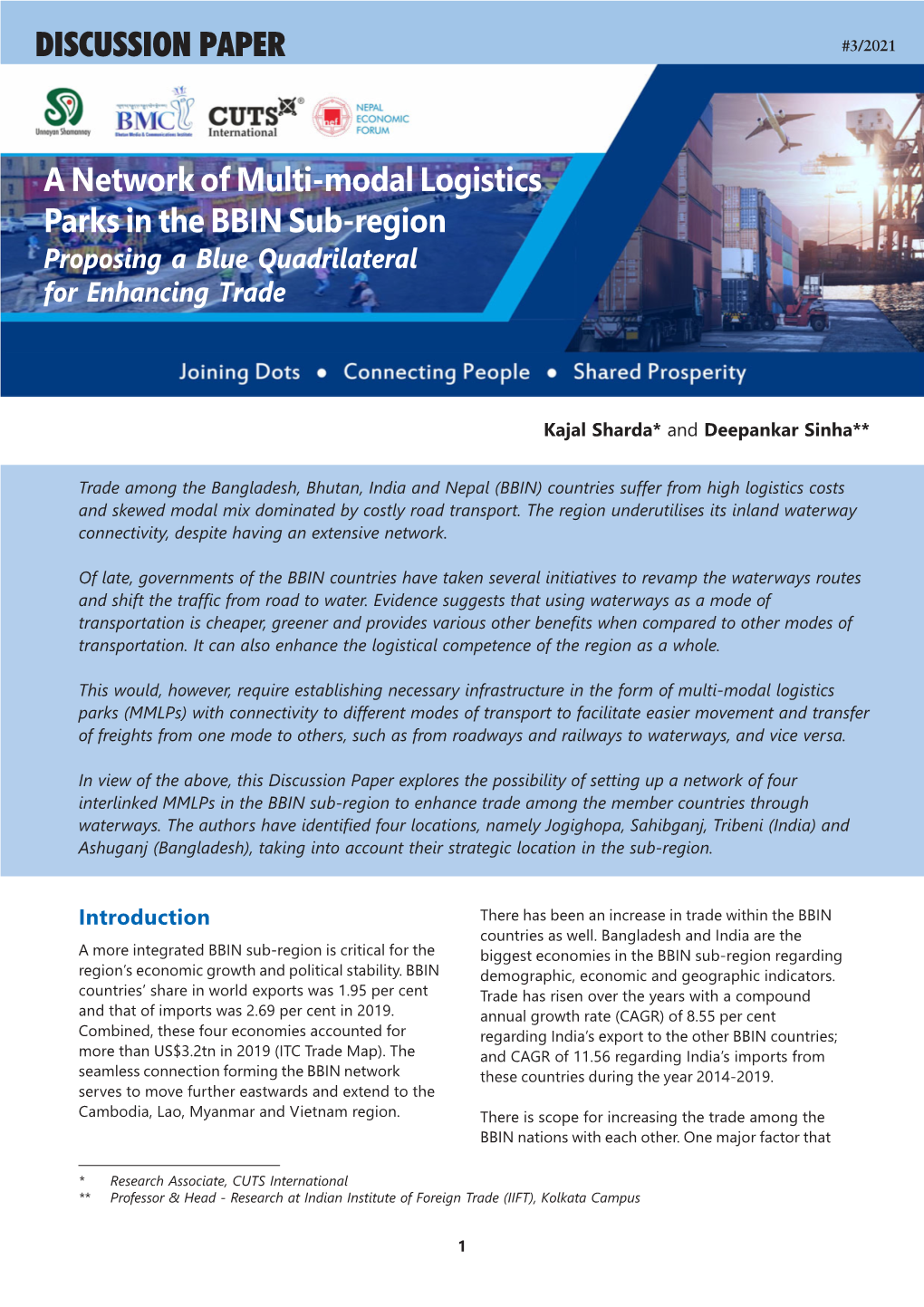 A Network of Multi-Modal Logistics Parks in the BBIN Sub-Region Proposing a Blue Quadrilateral for Enhancing Trade