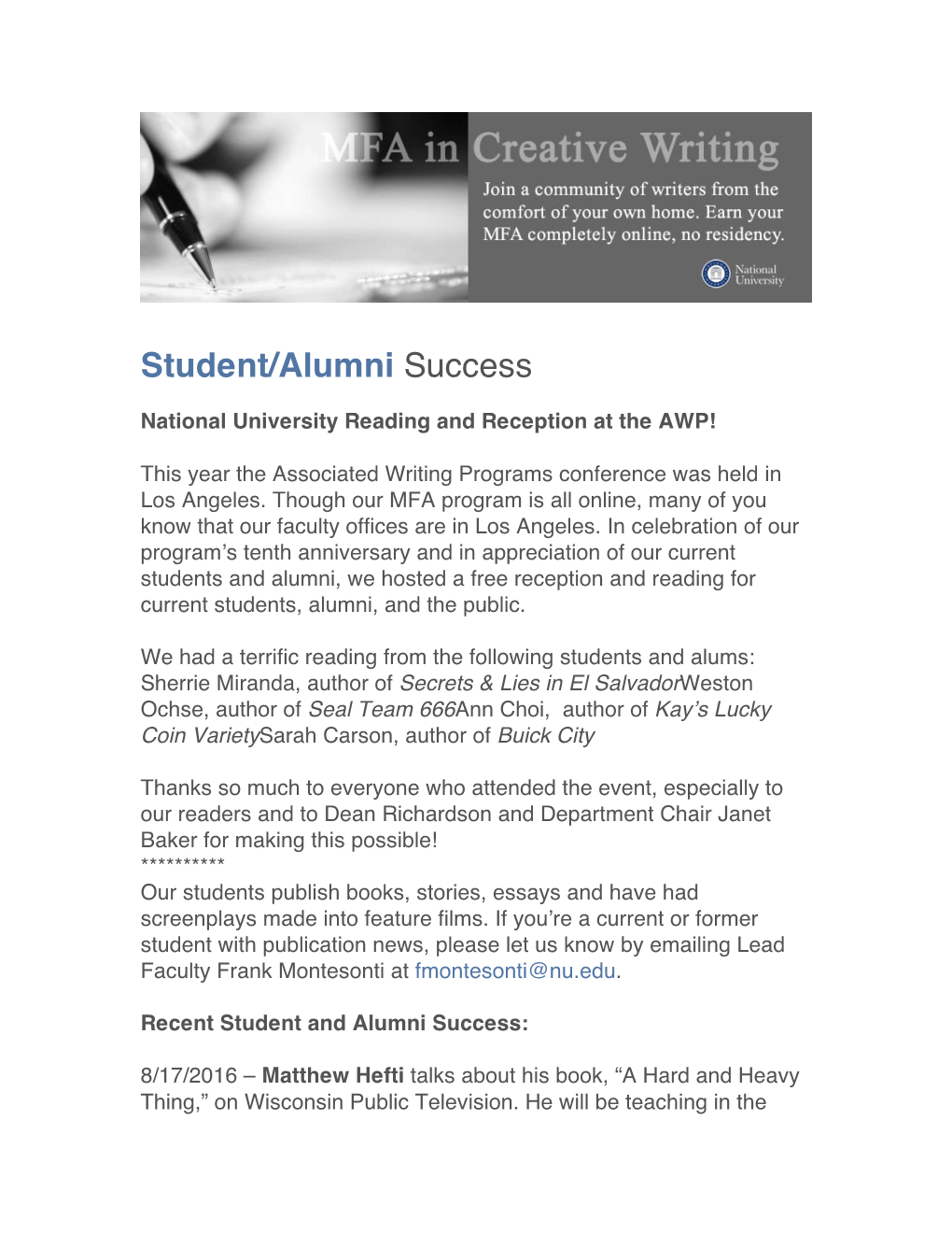 Student/Alumni Success