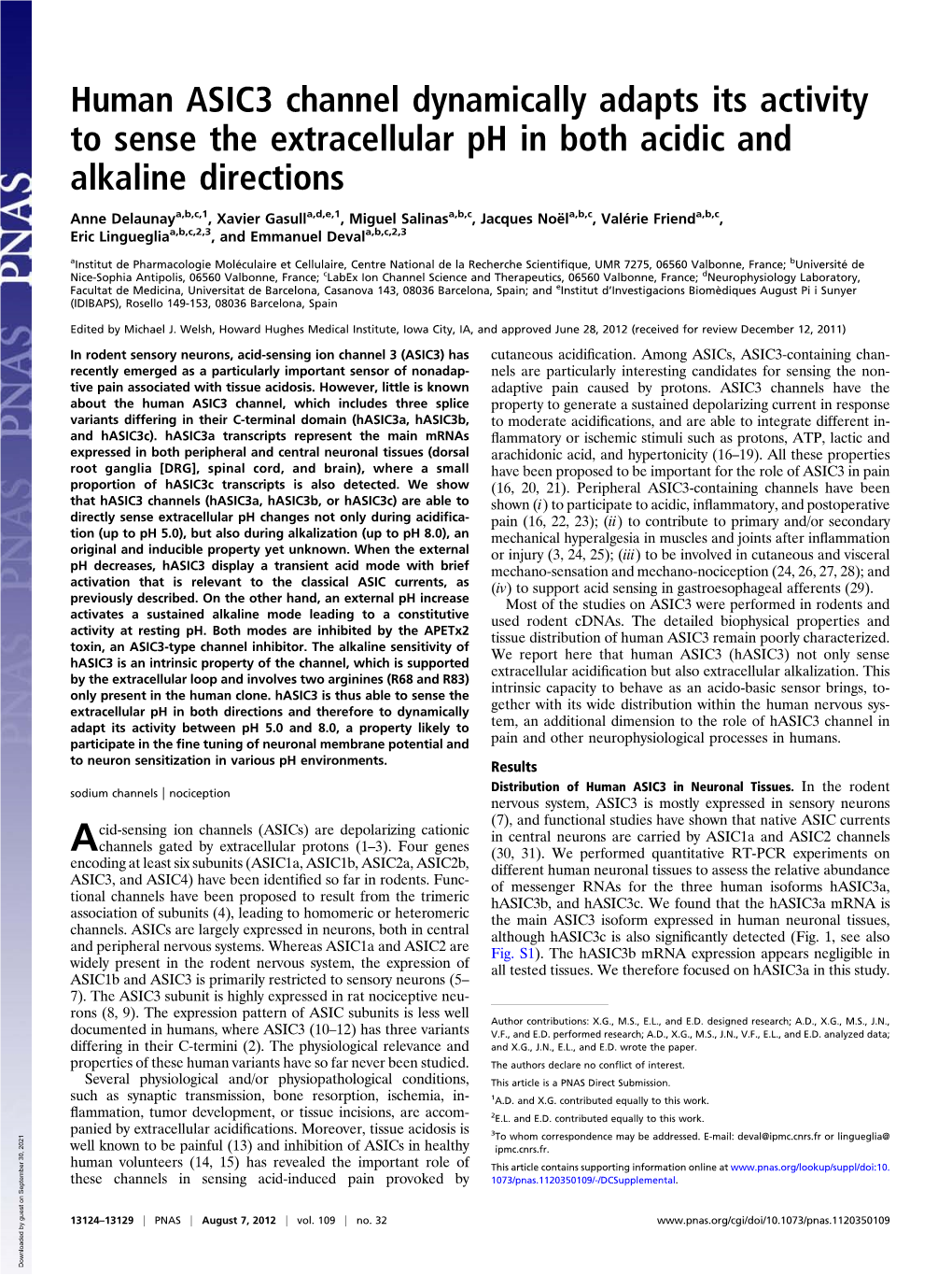 Human ASIC3 Channel Dynamically Adapts Its Activity to Sense the Extracellular Ph in Both Acidic and Alkaline Directions