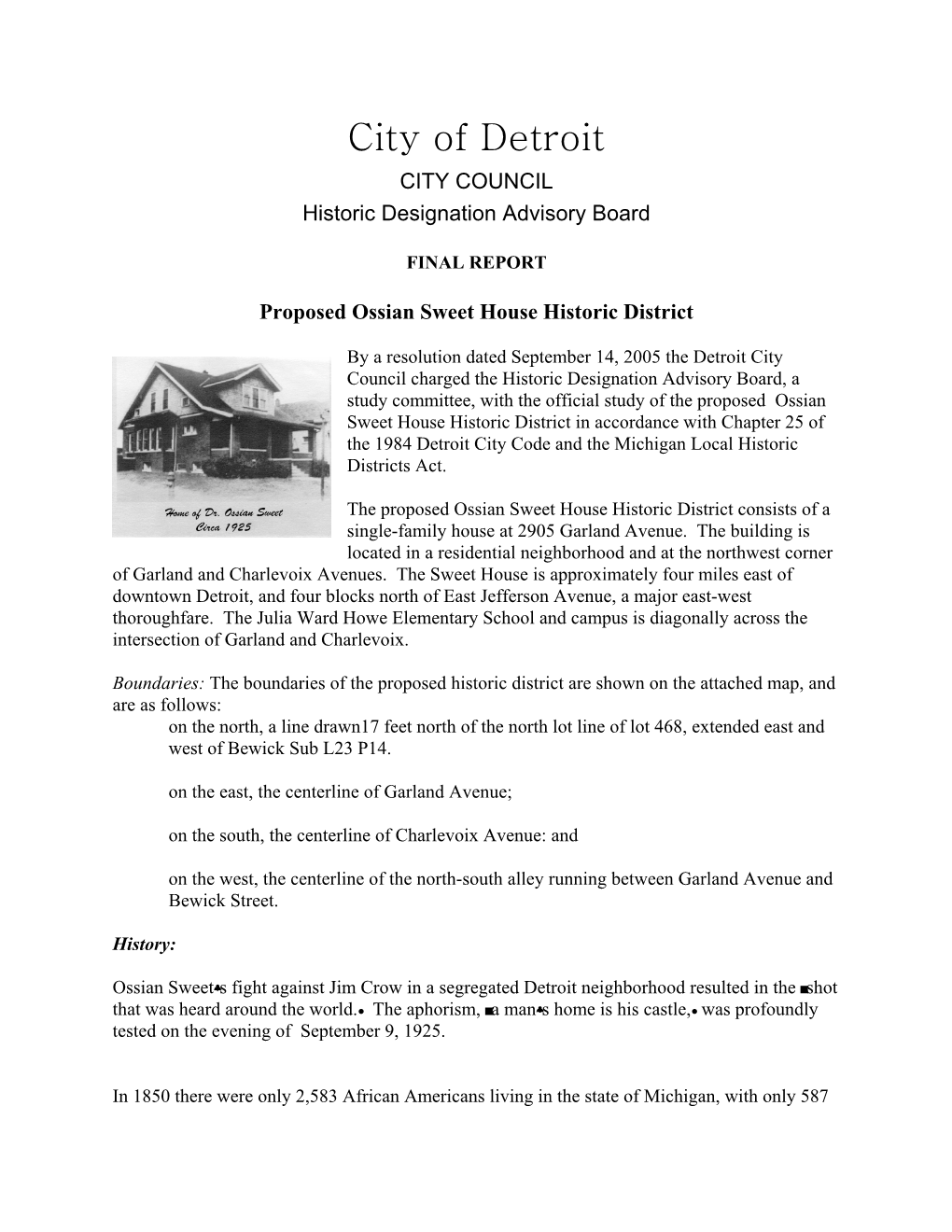 Ossian Sweet House HD Final Report.Pdf