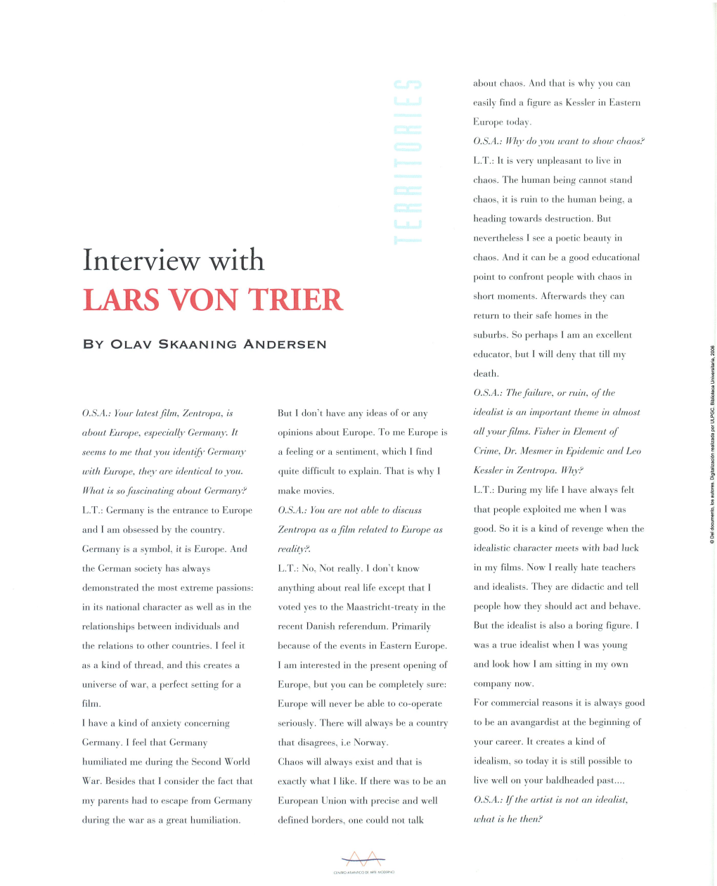 Interview with Lars Von Trier