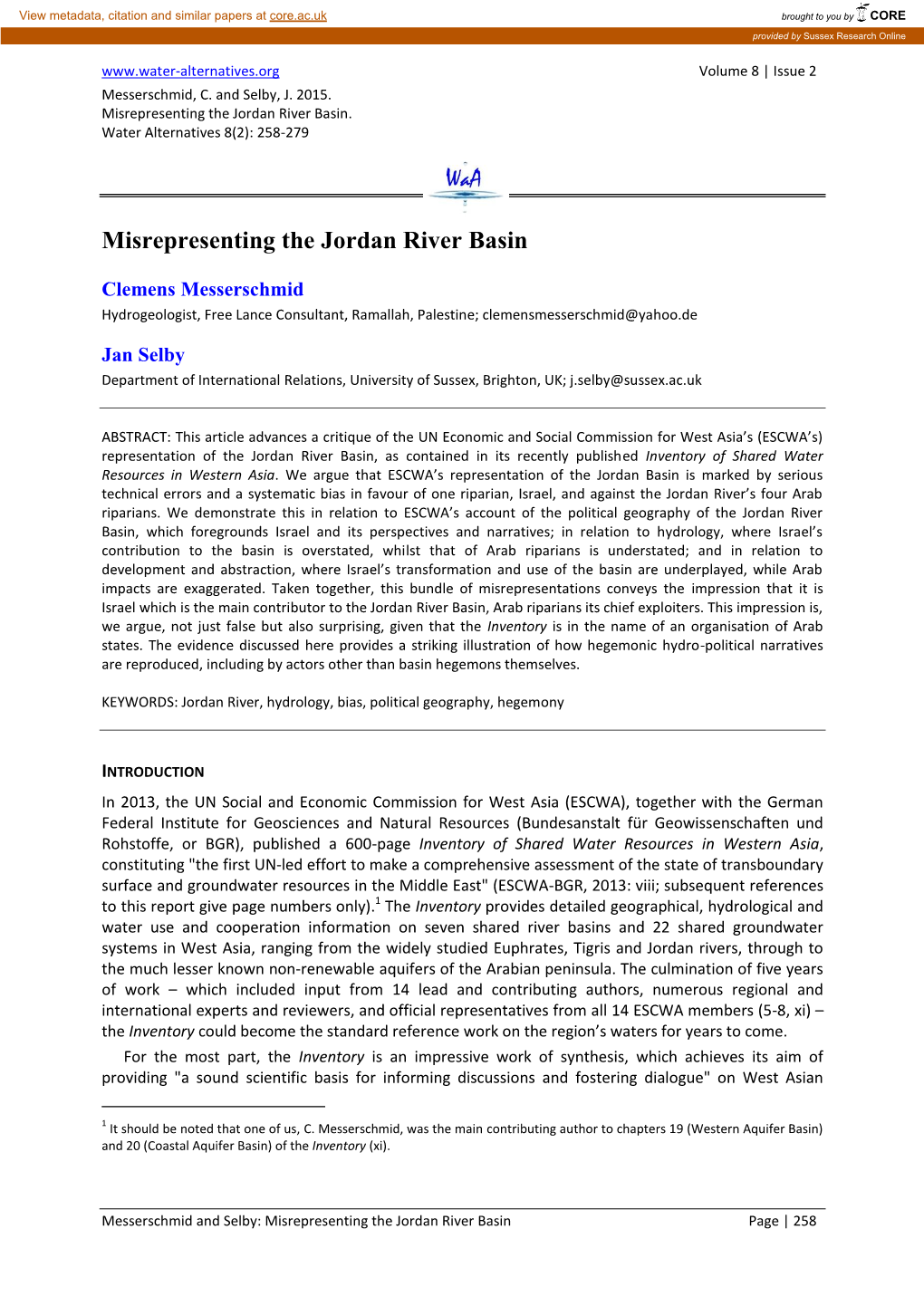 Misrepresenting the Jordan River Basin