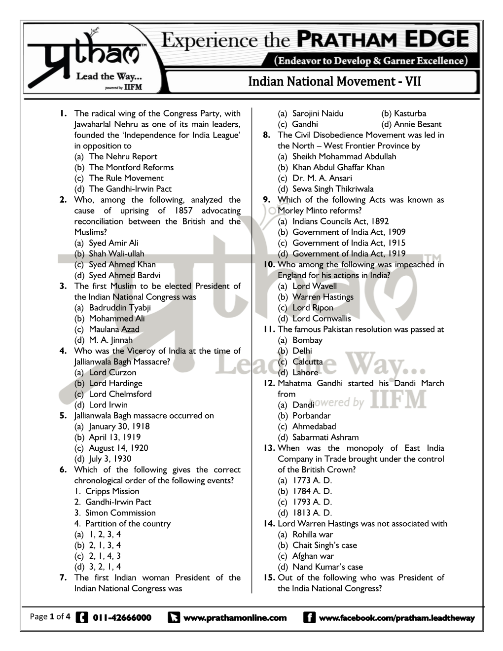 Indian National Movement - VII