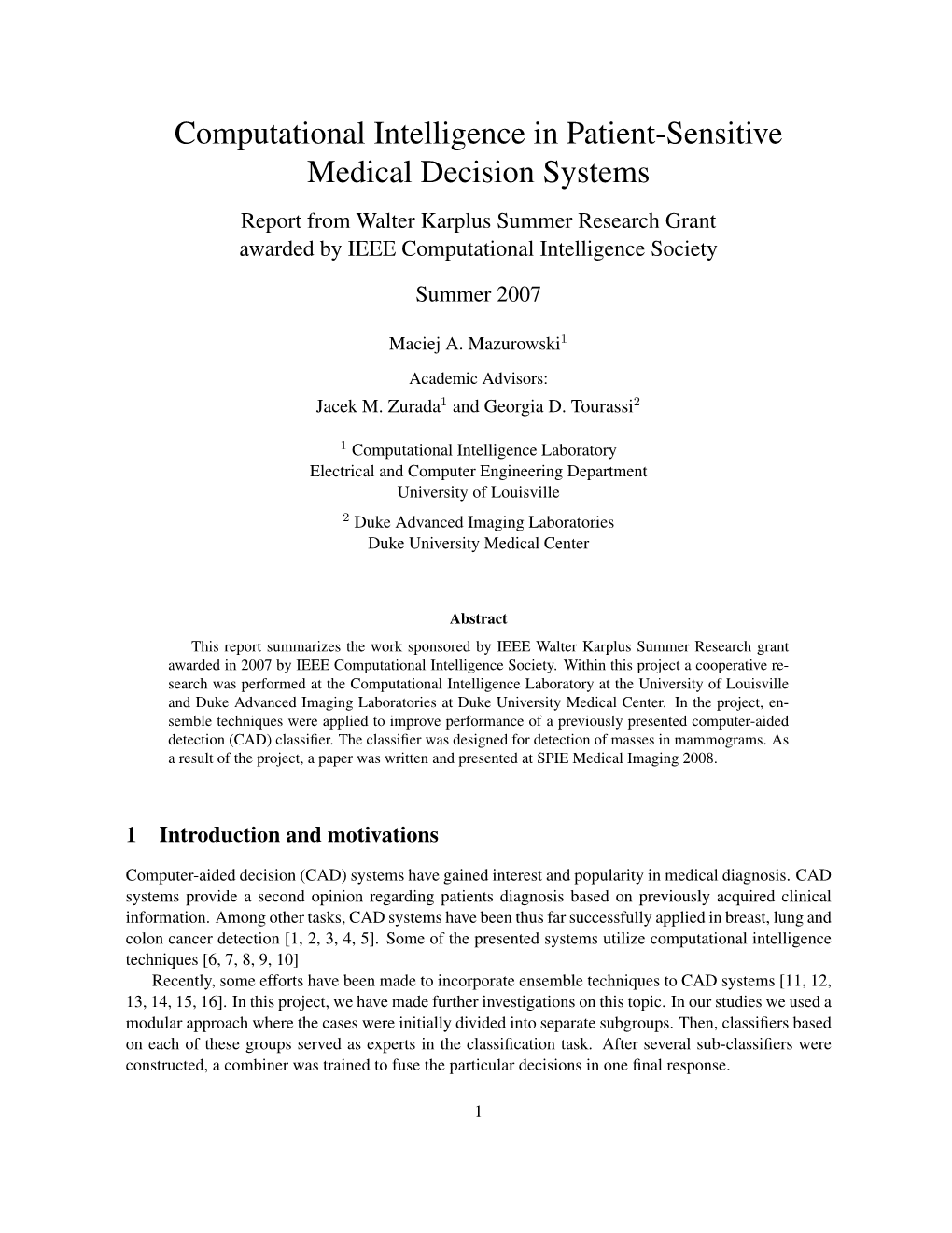 Computational Intelligence in Patient-Sensitive Medical