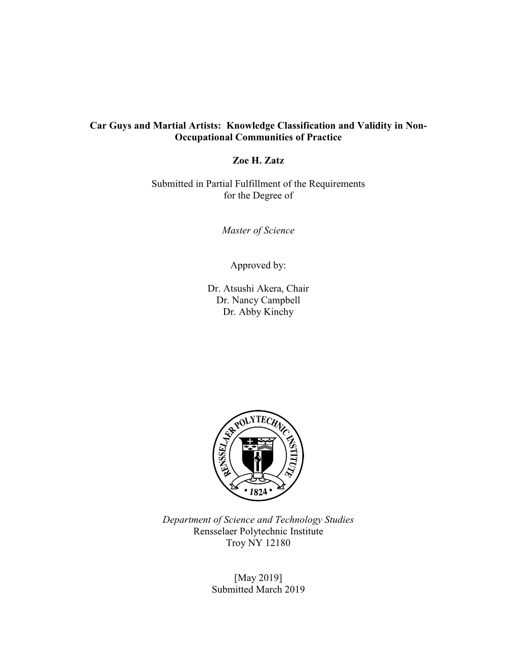 Car Guys and Martial Artists: Knowledge Classification and Validity in Non- Occupational Communities of Practice