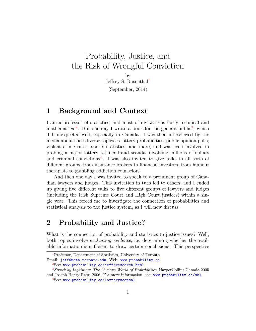 Probability, Justice, and the Risk of Wrongful Conviction by Jeffrey S