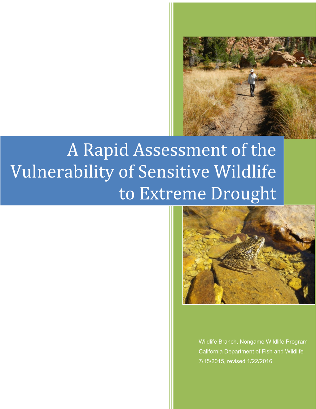 A Rapid Assessment of the Vulnerability of Sensitive Wildlife to Extreme Drought