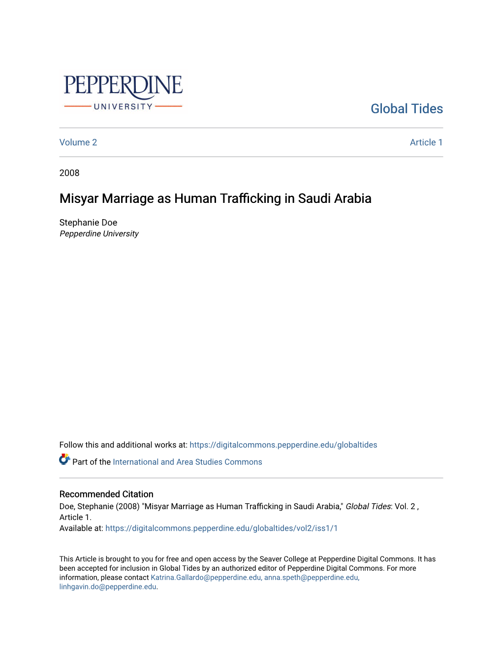 Misyar Marriage As Human Trafficking in Saudi Arabia