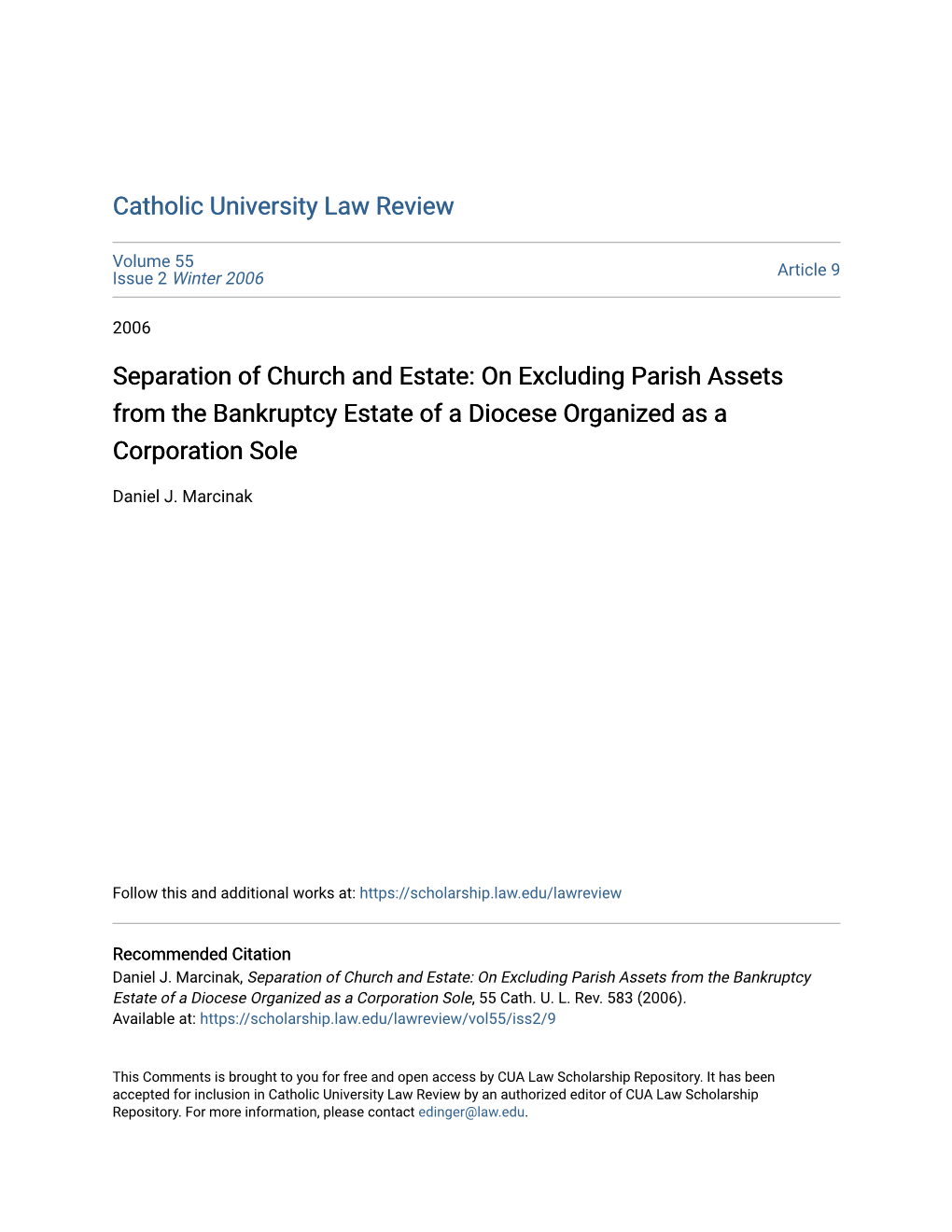 On Excluding Parish Assets from the Bankruptcy Estate of a Diocese Organized As a Corporation Sole