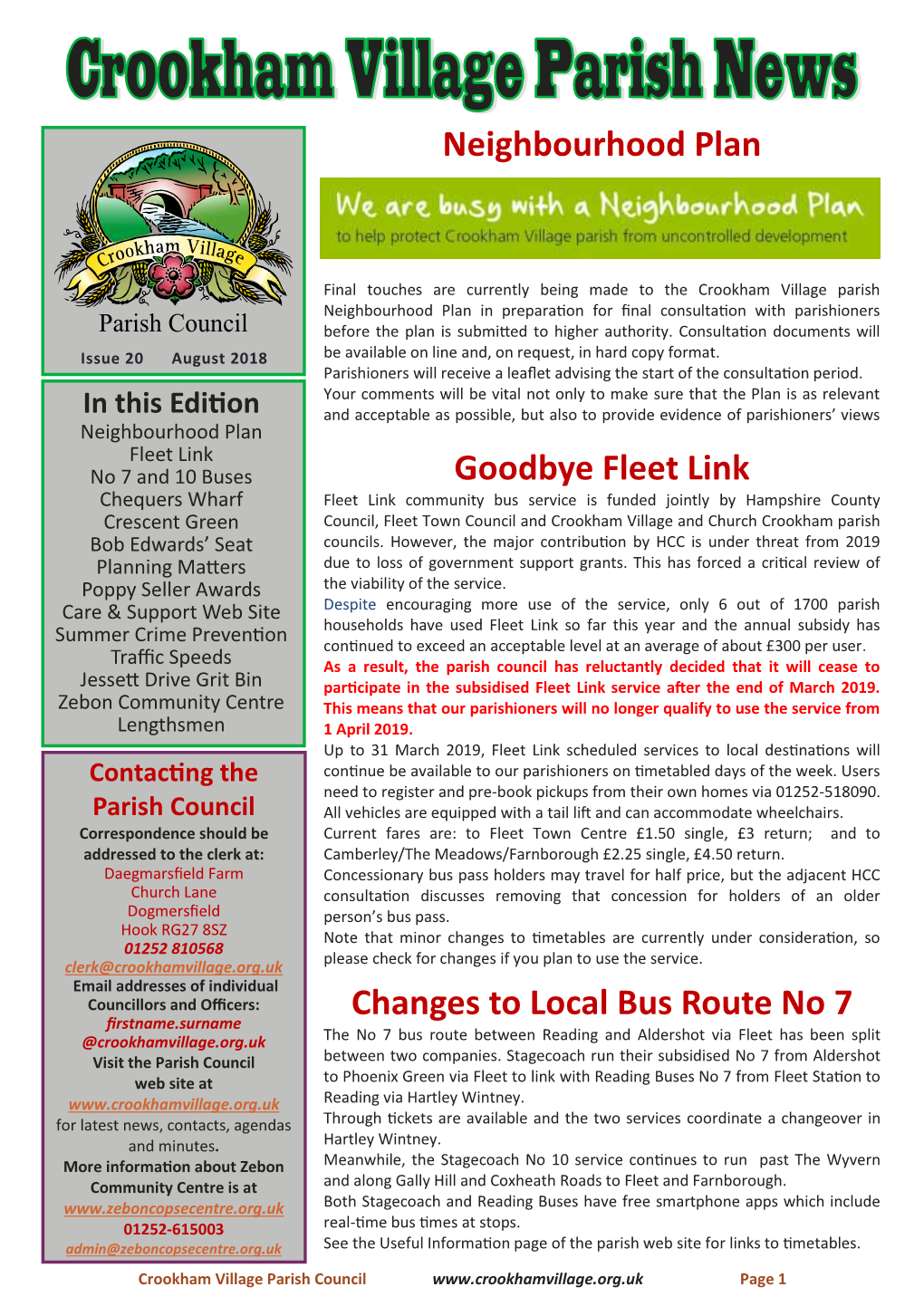 Neighbourhood Plan Changes to Local Bus Route No 7