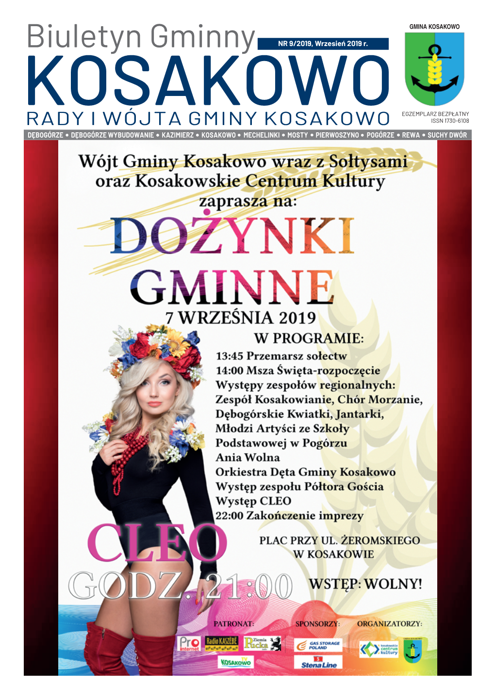 NR 9/2019, Wrzesień 2019 R. BIULETYN GMINY KOSAKOWO RADA GMINY KOSAKOWO Adam Fajks Na Podium Mistrzostw Polski AGE GROUP W Triathlonie