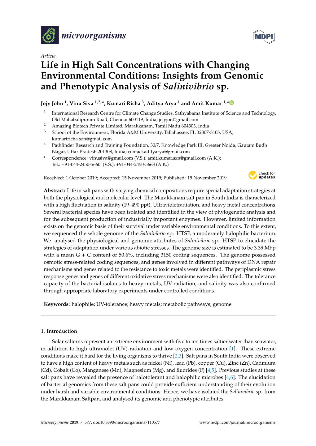 Insights from Genomic and Phenotypic Analysis of Salinivibrio Sp