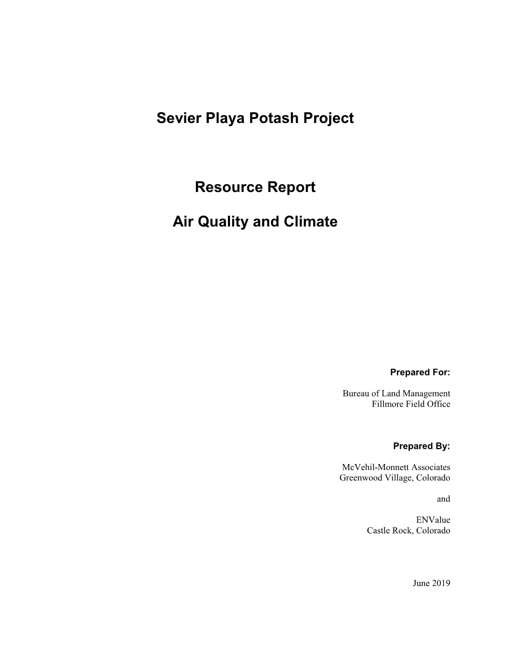 Sevier Playa Potash Project Resource Report Air Quality and Climate
