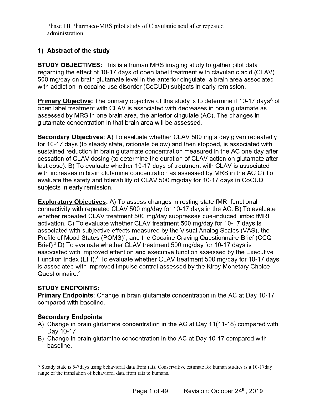 Phase 1B Pharmaco-MRS Pilot Study of Clavulanic Acid After Repeated Administration