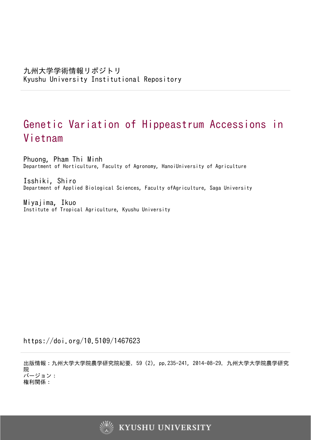 Genetic Variation of Hippeastrum Accessions in Vietnam