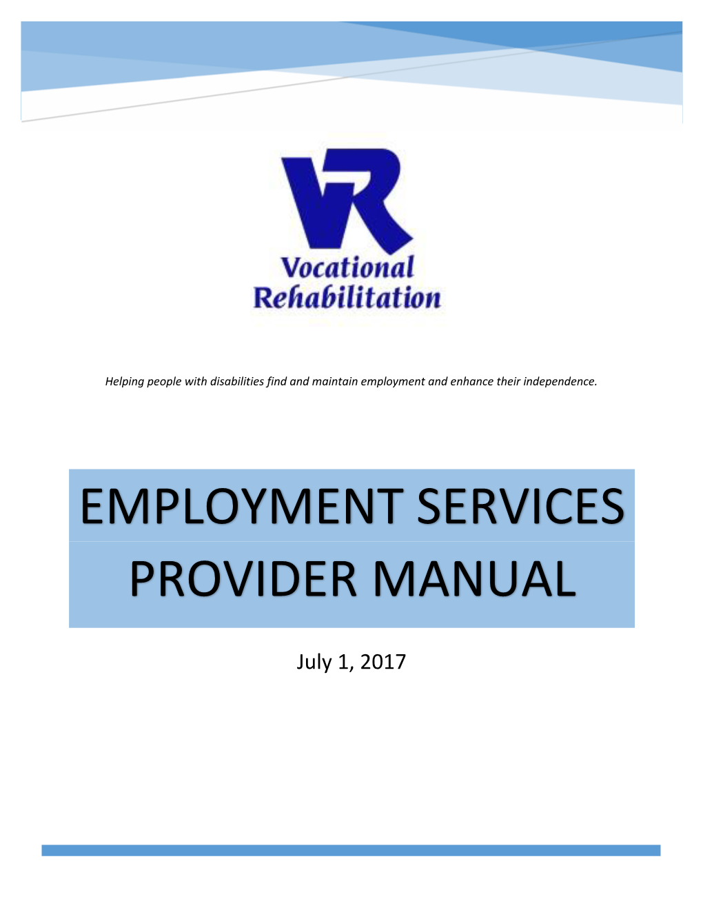 Employment Services Provider Manual