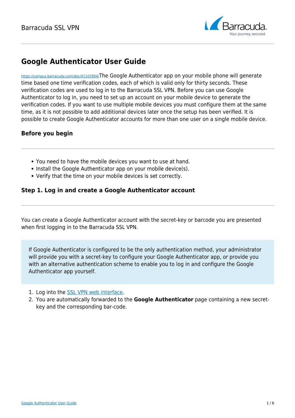 Google Authenticator User Guide