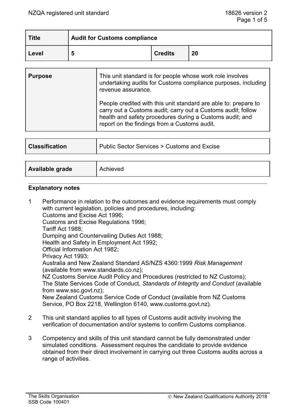 18626 Audit for Customs Compliance