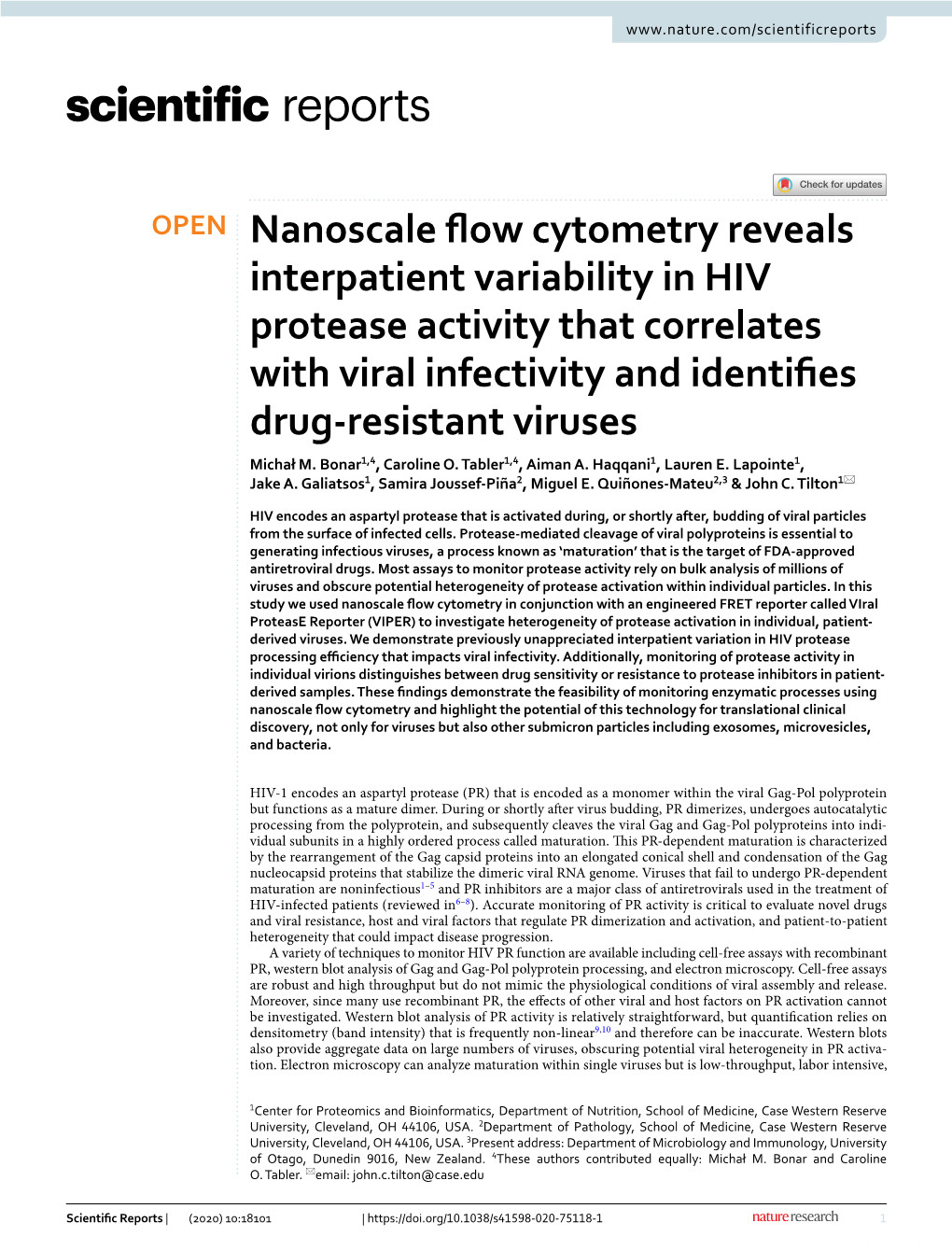 Nanoscale Flow Cytometry Reveals Interpatient Variability in HIV