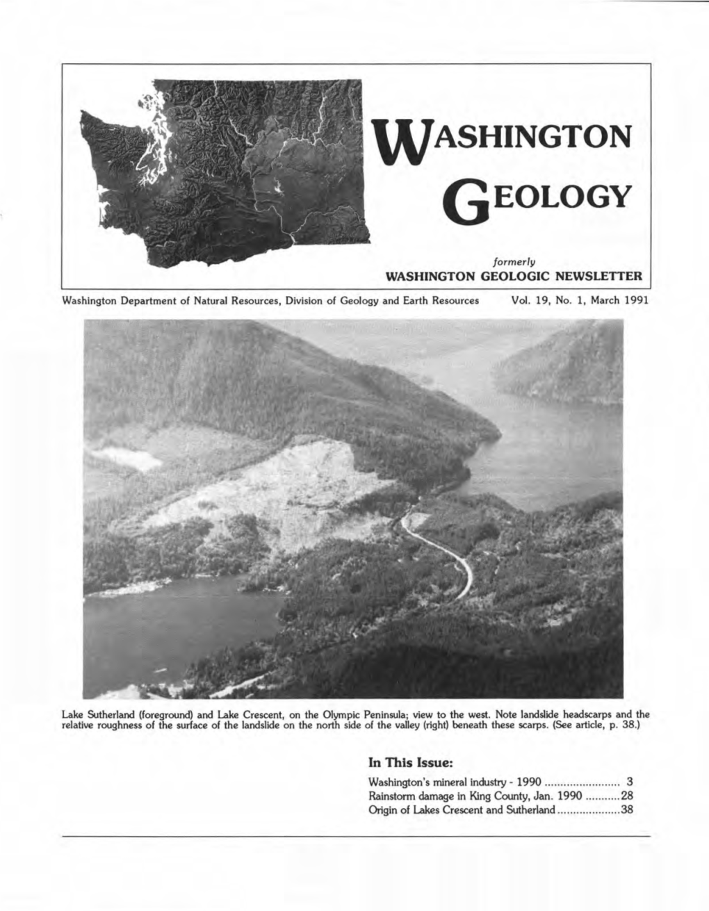 Washington Geology, V, 19, No. 1, March 1991