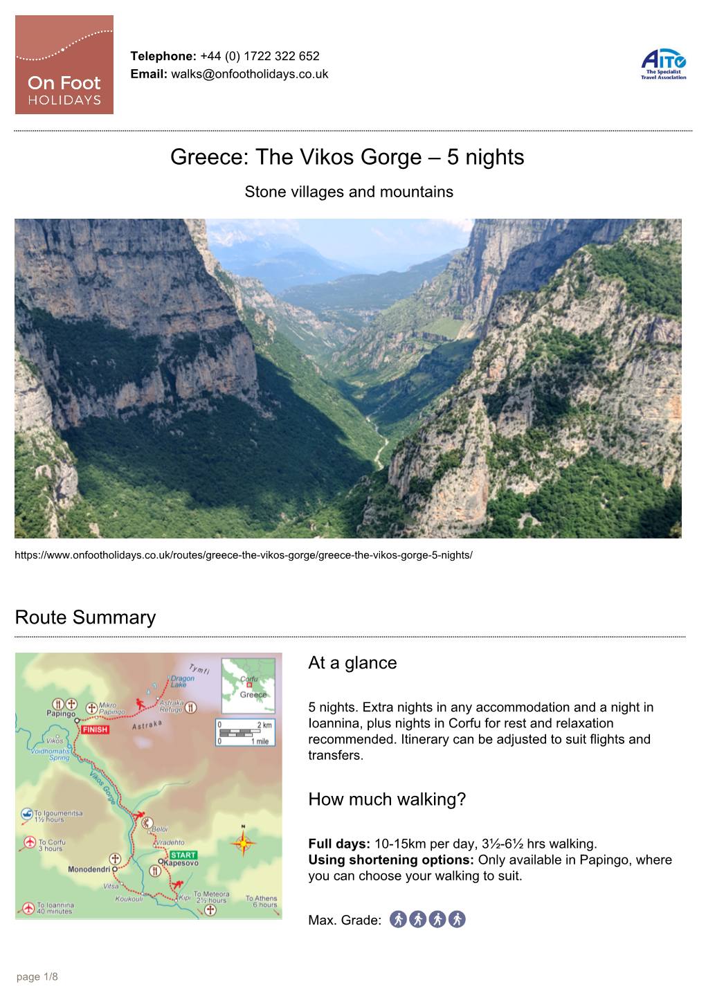 Greece: the Vikos Gorge – 5 Nights Stone Villages and Mountains