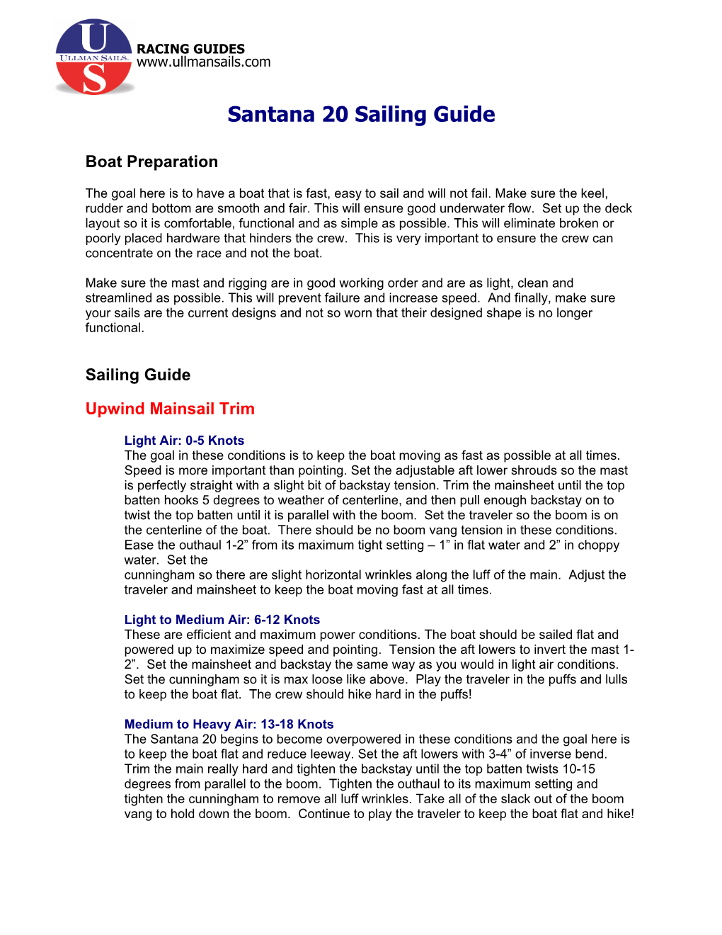 Santana 20 Racing Guide