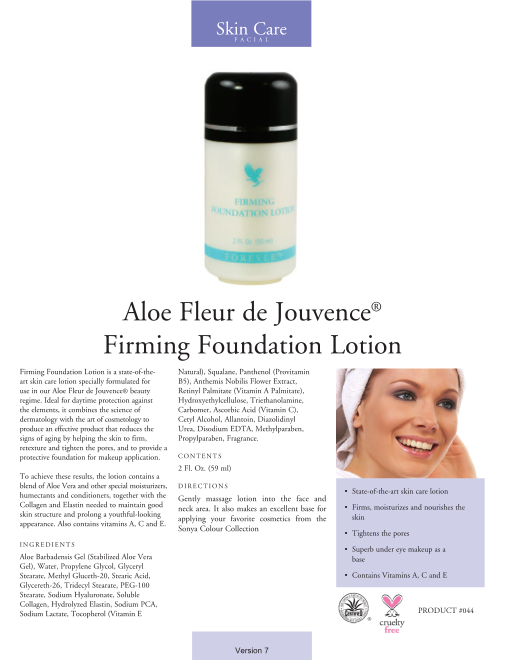 Aloe Fleur De Jouvence® Firming Foundation Lotion