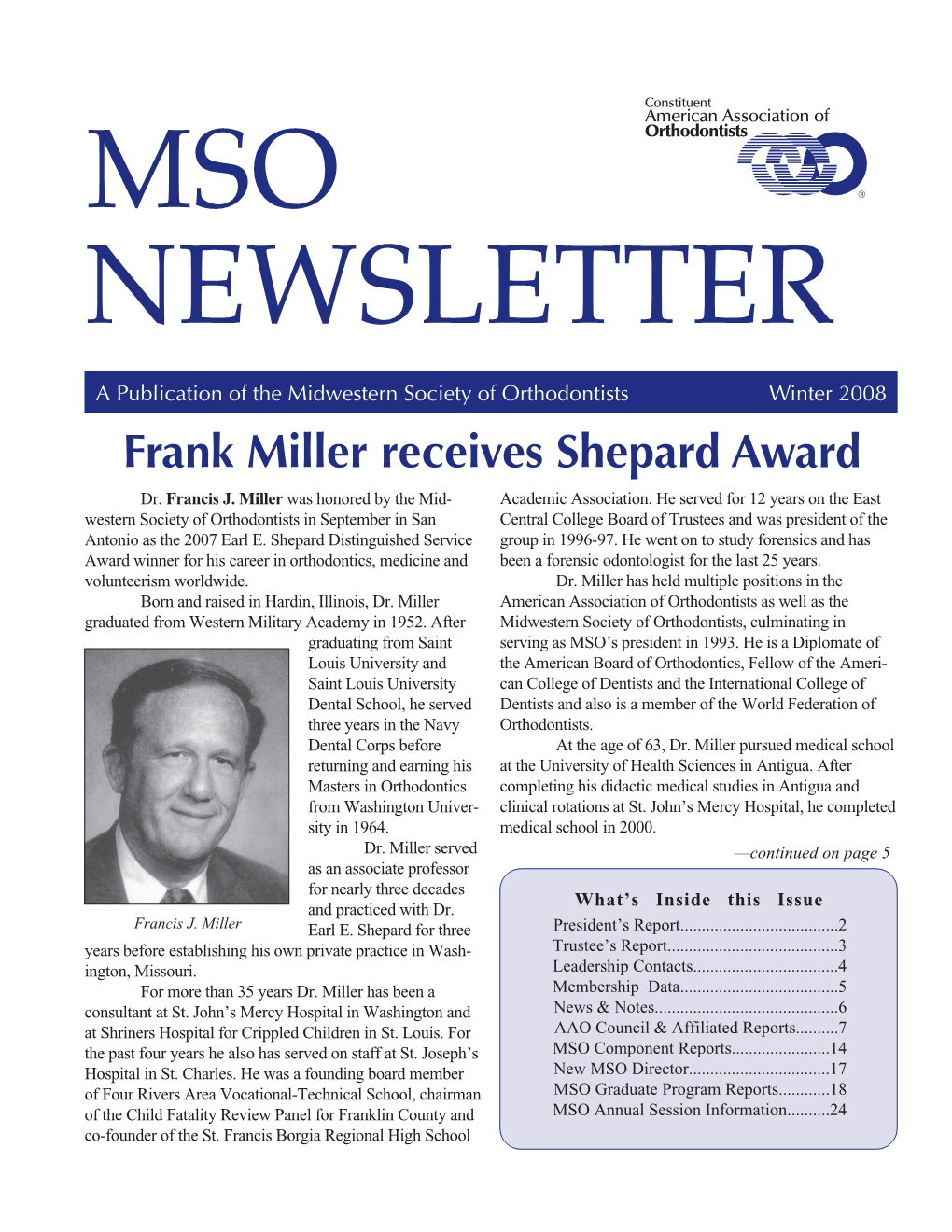 Frank Miller Receives Shepard Award Dr