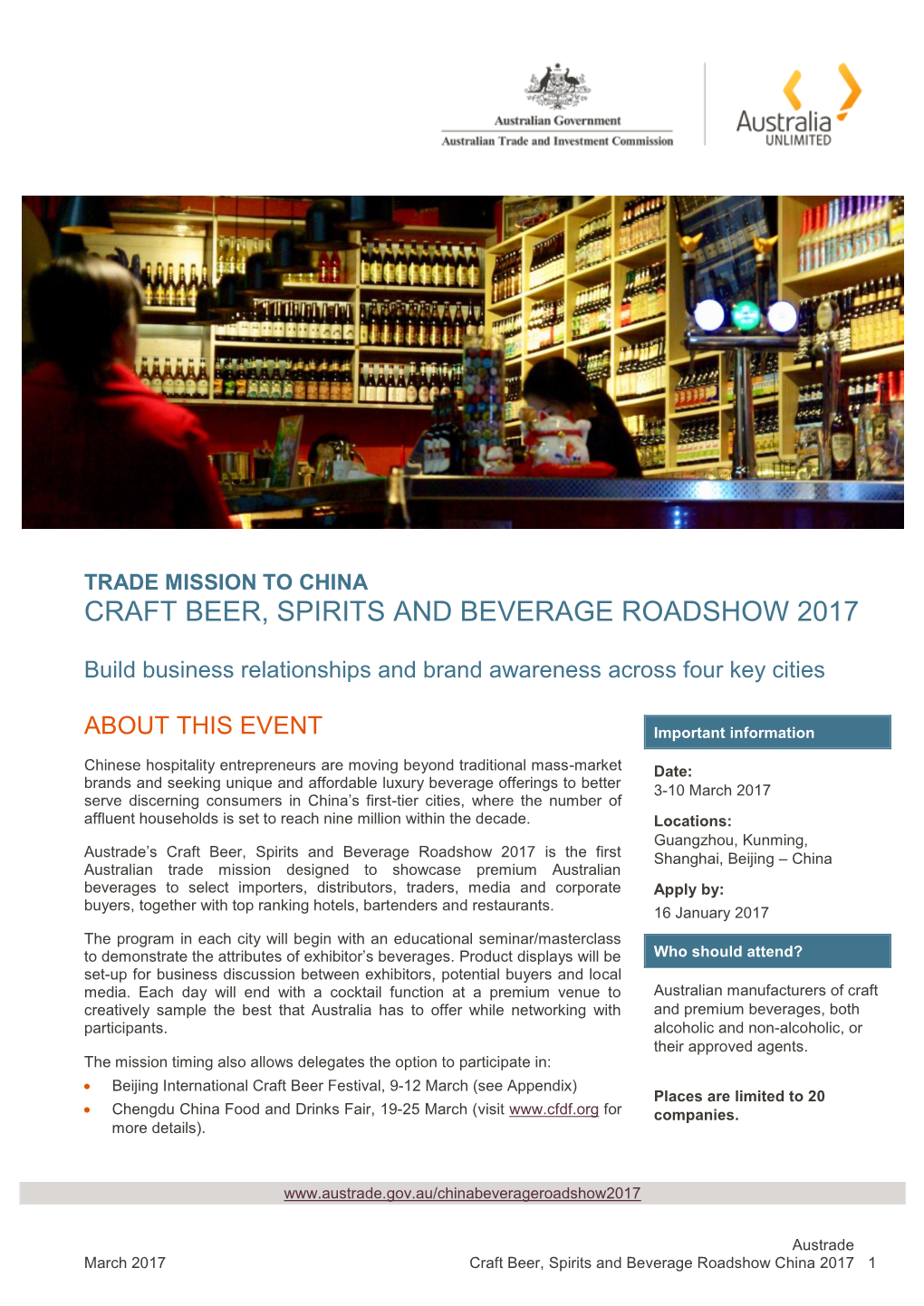 Craft Beer, Spirits and Beverage Roadshow 2017