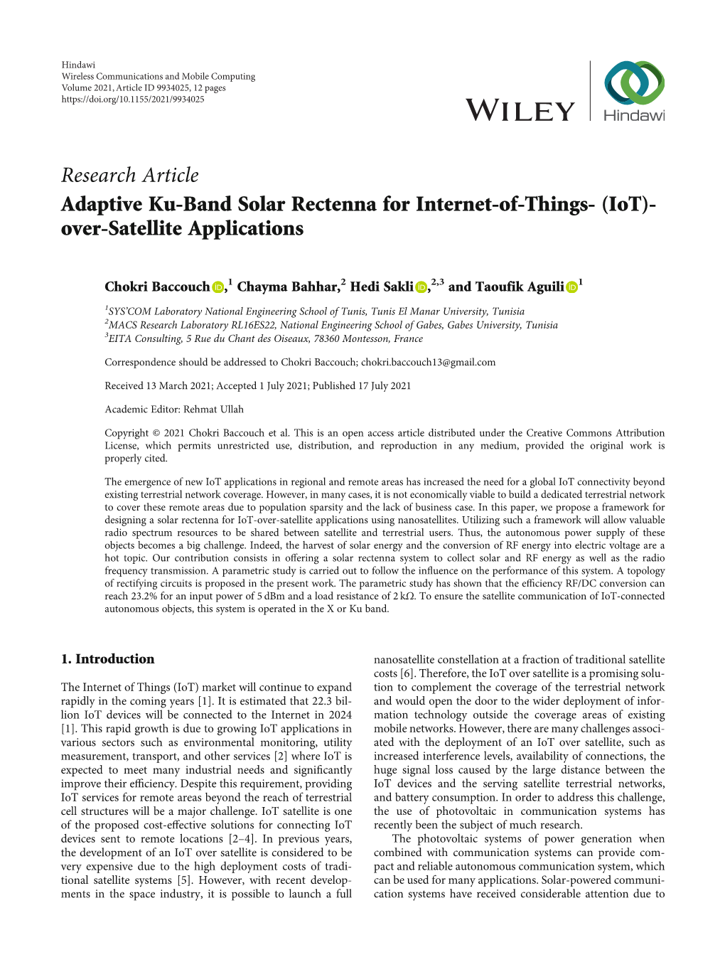 Adaptive Ku-Band Solar Rectenna for Internet-Of-Things-(Iot)-Over