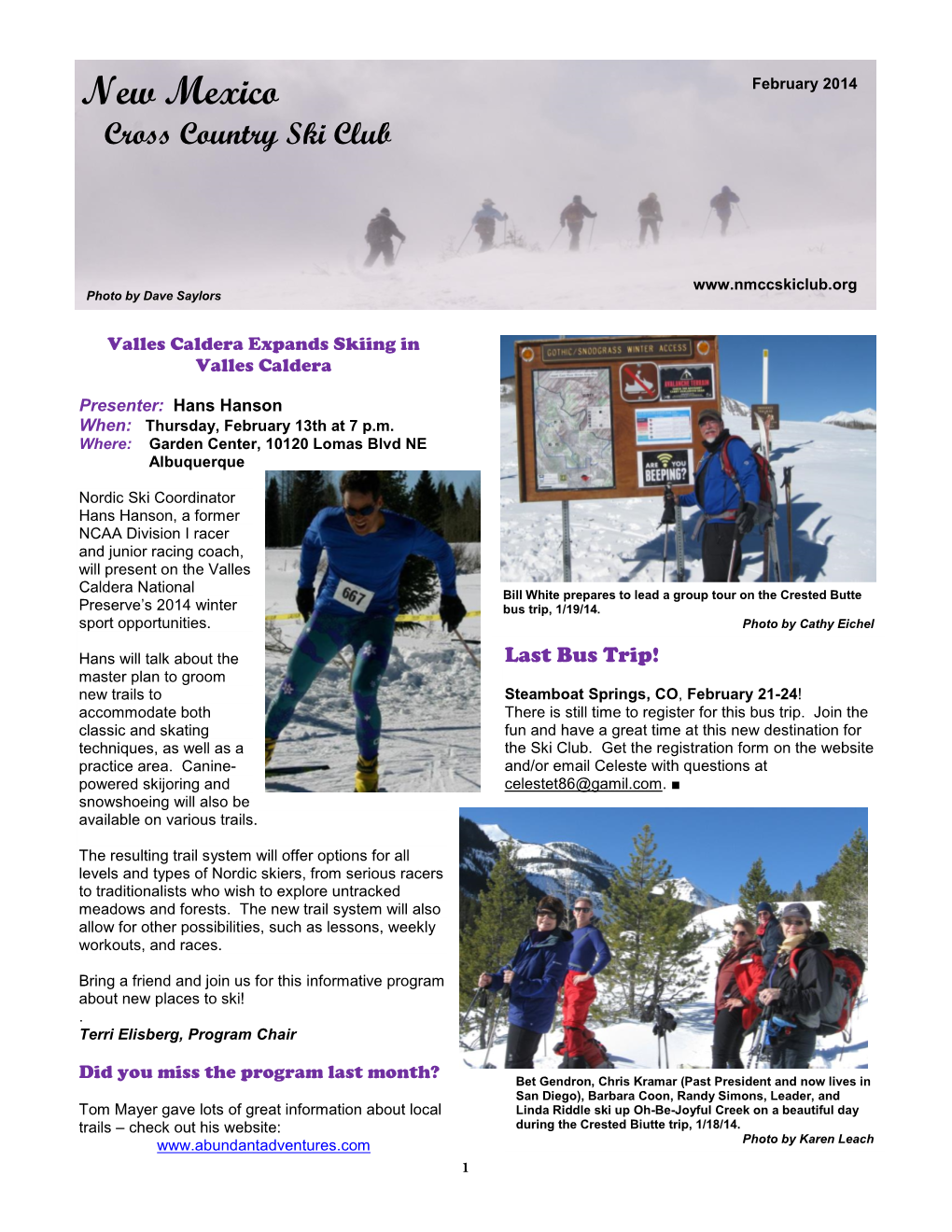 Newsletter February 2014