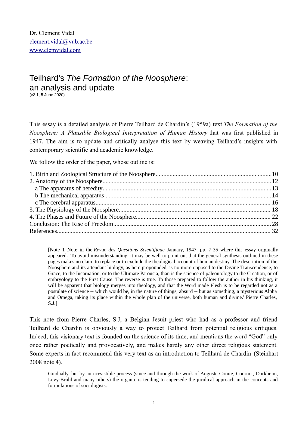 Teilhard's the Formation of the Noosphere