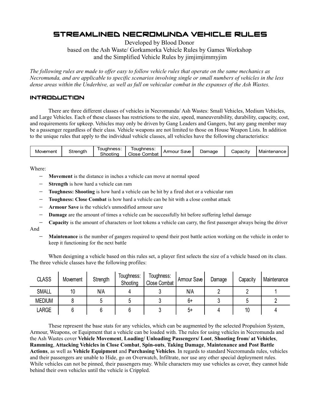 Streamlined Necromunda Vehicle Rules