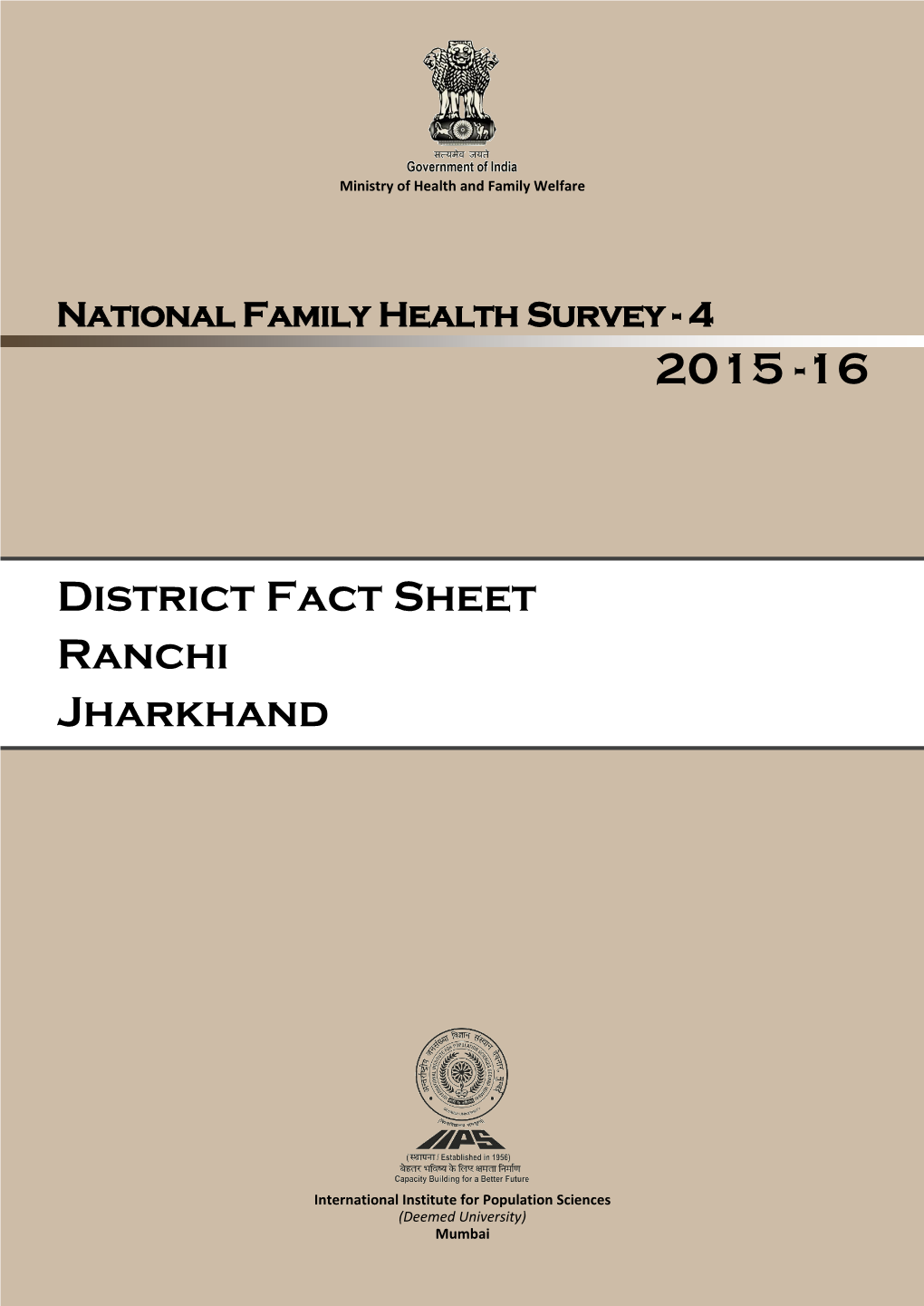 District Fact Sheet Ranchi Jharkhand