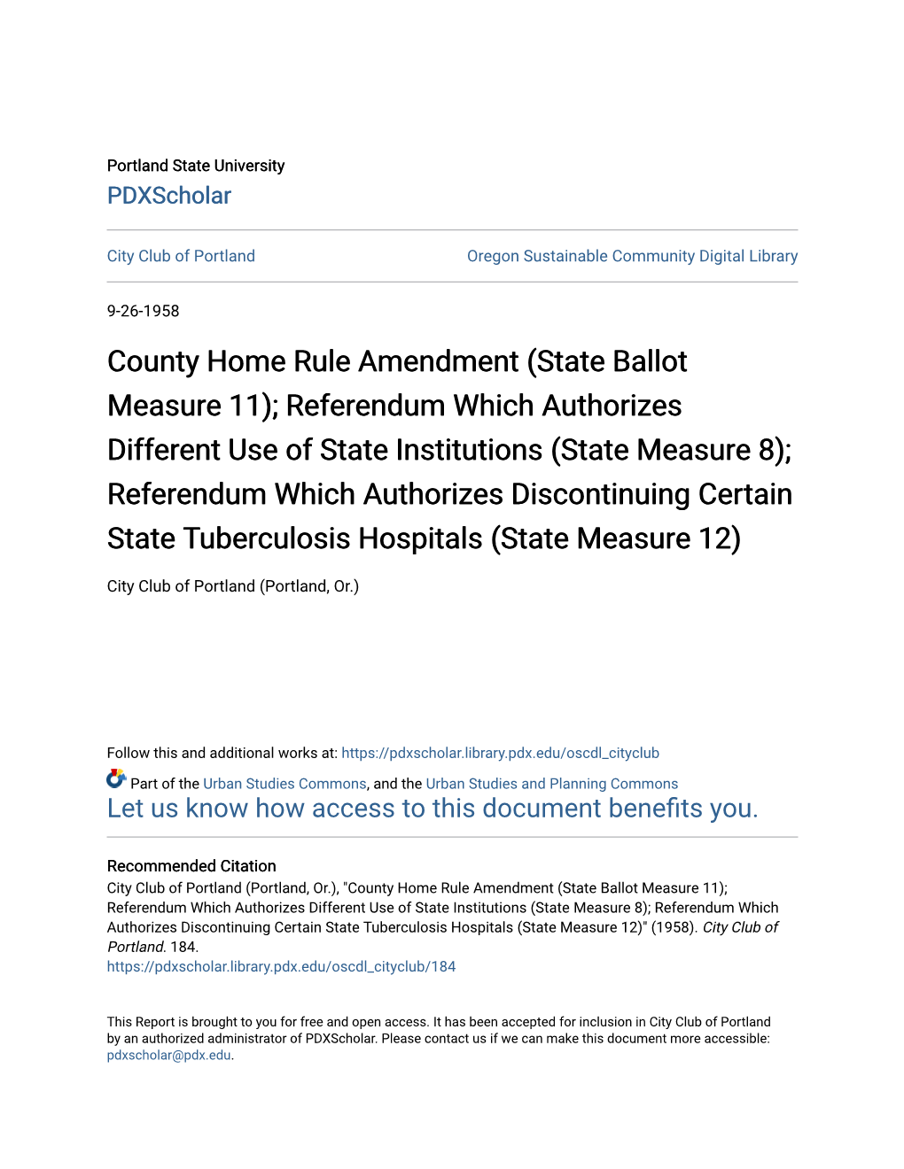 County Home Rule Amendment (State Ballot Measure 11