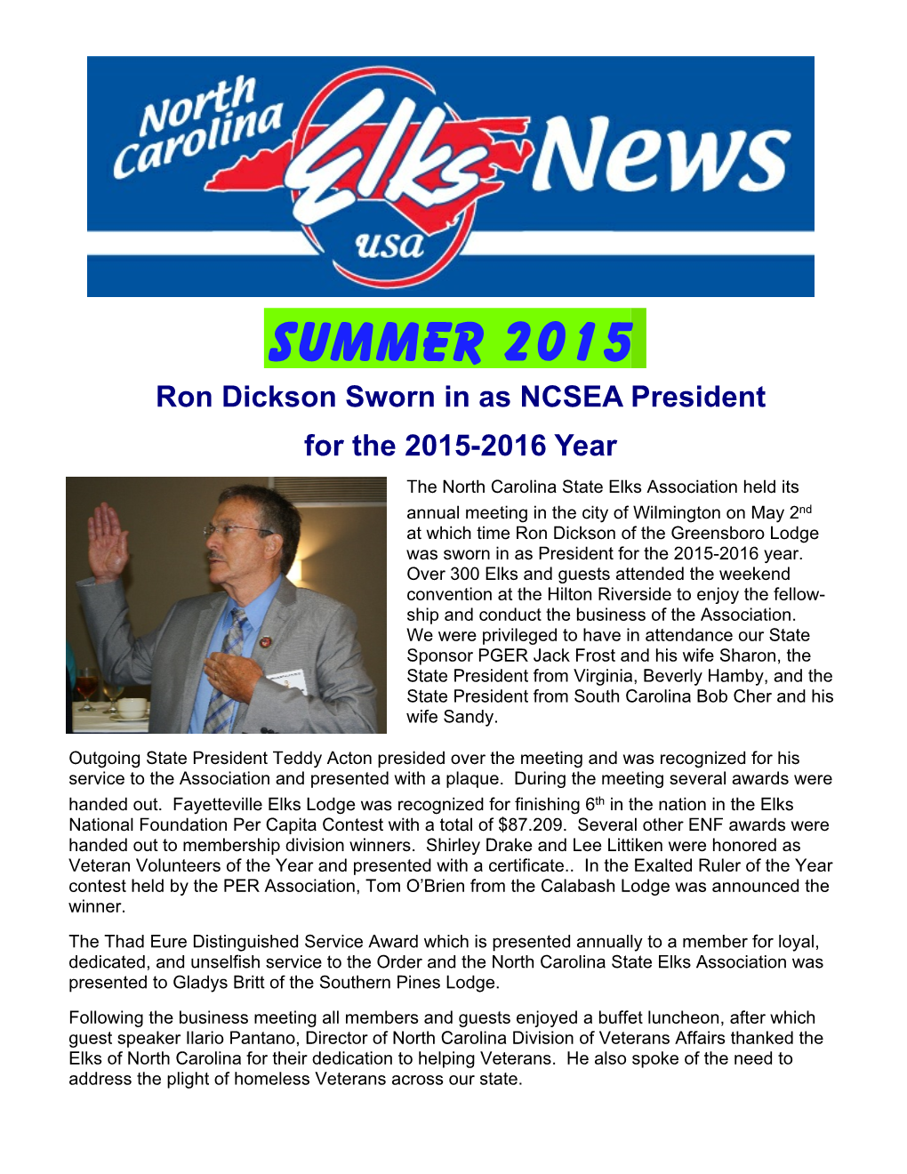 NCSEA Newsletter Summer 2015