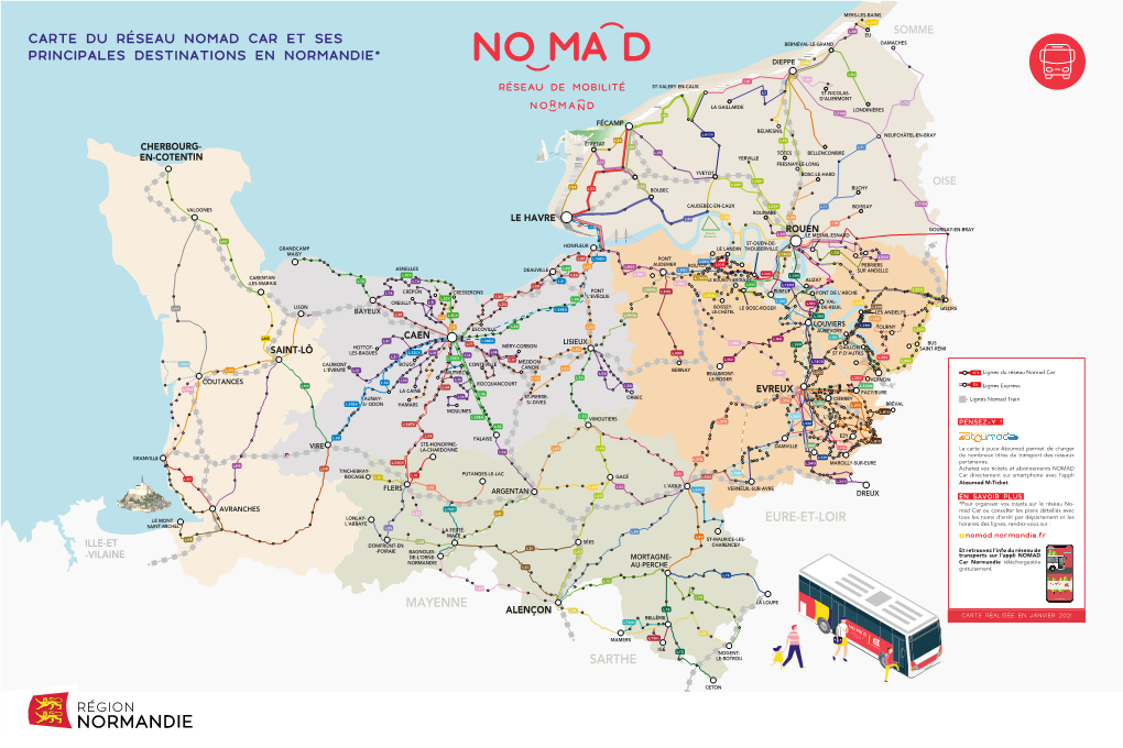 Carte Du Réseau Nomad Car Et Ses Principales Destinations En Normandie*
