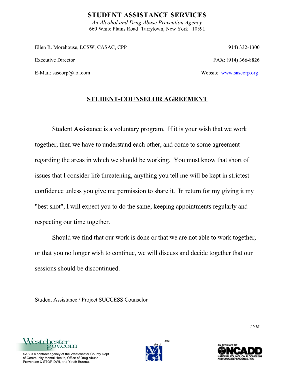 Student-Counselor Agreement